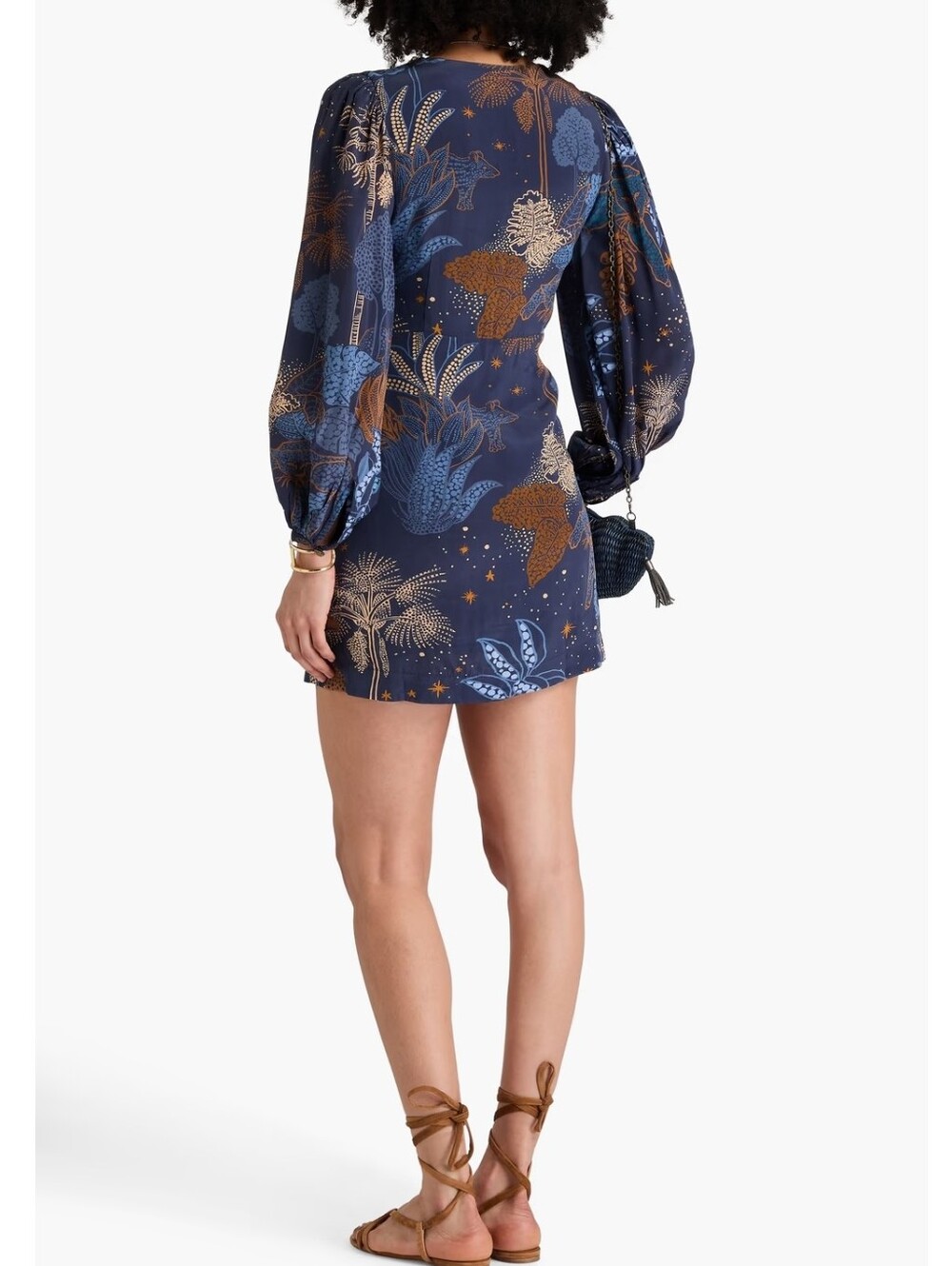 FARM Rio Night Jungle Celestial V-Neck Mini Dress Medium Nwt - Picture 2 of 8